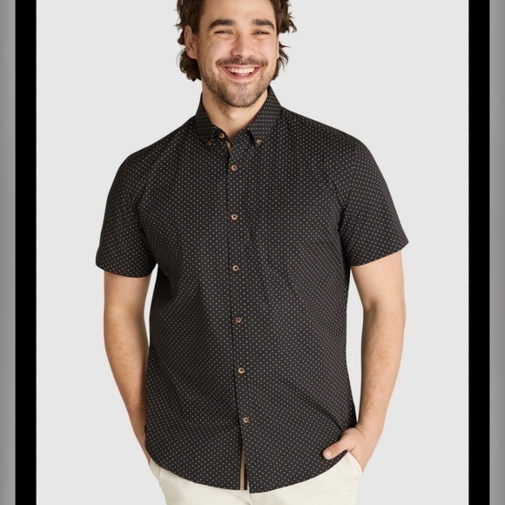 Johnny Bigg BLACK HARVEY MICRO PRINT STRETCH SHIRT - Size Large